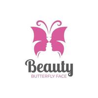 Vektorsilhouette Frauengesicht in Schmetterlingsperücken Logoelement, abstraktes Designkonzept für Schönheitssalon, Hautpflege, Kosmetik, Logo der plastischen Chirurgie, junge Schönheitsmädchenillustration vektor