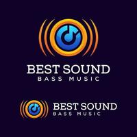 Soundsystem-Lautsprecher-Bassmusik für elektronisches Logo-Design, beste Musik-Logo-Vorlage vektor