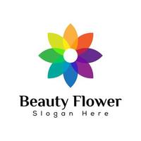 bunte Schönheit Blumen-Overlay-Logo-Design vektor