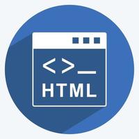 ikon html. lämplig för programmering symbol. lång skugga stil. enkel design redigerbar. designmall vektor. enkel symbol illustration vektor