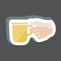 Aufkleber mit Kaffeetasse. geeignet für handaktionen symbol. einfaches Design editierbar. Design-Vorlagenvektor. einfache symbolabbildung vektor