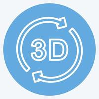 Symbol 3D-Drehung. geeignet für infografiken symbol. blaue augen stil. einfaches Design editierbar. Design-Vorlagenvektor. einfache symbolabbildung vektor