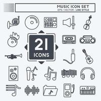 Musik-Icon-Set. geeignet für Bildungssymbol. Linienstil. einfaches Design editierbar. Design-Vorlagenvektor. einfache symbolabbildung vektor