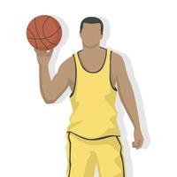 Basketballspieler in der Vektorillustration der modernen Art, einfacher flacher Schatten des Sportmannes lokalisiert auf weißem Hintergrund. vektor