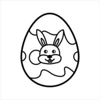Skizzieren Sie Osterei mit Kaninchen für Feierdesign. weißer Hintergrund. Gestaltungselement. Frohe Ostern vektor