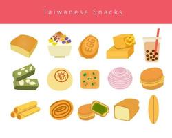 taiwanesouvenirer, presenter, specialsnacks, mat, desserter, materialset, reseguider vektor