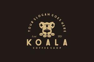 vintage koala café logotyp, café logotyp inspiration vektor