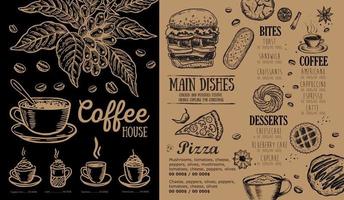 Restaurant-Menü, Template-Design.. Food-Flyer. handgezeichneter Stil. Vektor-Illustration. vektor
