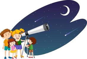 astronomi tema med barn som tittar på stjärnor vektor