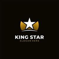 king crown logotyp med stjärndesign vektor