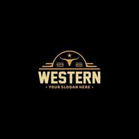 vintage country emblem western mit stier-logo-design-inspiration vektor