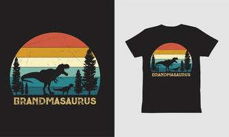 Grandmasaurus Dinosaurier Vintage T-Shirt Design. vektor