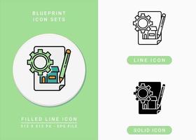 blueprint ikoner som vektor illustration med solid ikon linje stil. redskap och papper symbol. redigerbar streckikon på isolerad bakgrund för webbdesign, användargränssnitt och mobilapp