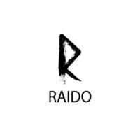 Runen-Raido. handgezeichnete Wachskreidestruktur, mystische, esoterische, okkulte, magische Glyphen. für Spielschnittstelle. vektor