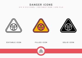 fara ikoner som vektor illustration med solid ikon linje stil. utropstecken varning koncept. redigerbar streckikon på isolerad bakgrund för webbdesign, användargränssnitt och mobilapplikation