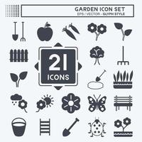 Icon-Set Garten. geeignet für Gartensymbol. Glyphen-Stil. einfaches Design editierbar. Design-Vorlagenvektor. einfache symbolabbildung vektor