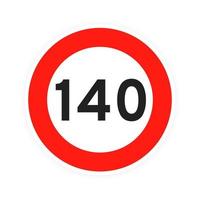 Geschwindigkeitsbegrenzung 140 Runde Straßenverkehr Symbol Zeichen flache Design-Vektor-Illustration isoliert auf weißem Hintergrund. vektor