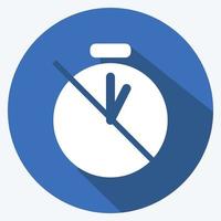 Symbol-Timer aus. geeignet für Fotobearbeitungssymbol. langer Schattenstil. einfaches Design editierbar. Design-Vorlagenvektor. einfache symbolabbildung vektor