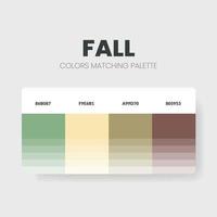 höstens färgpalett eller färgscheman är trendkombinationer och palettguider. exempel på bordsfärgnyanser i rgb och hex. en färgprov för älskare av bröllopsmode, hem, inredning vektor