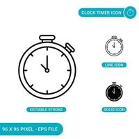 Uhr-Timer-Symbole setzen Vektorillustration mit solidem Symbollinienstil. modernes stoppuhrkonzept. editierbares Strichsymbol auf isoliertem Hintergrund für Webdesign, Infografik und ui mobile App. vektor