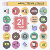 Web-Interface-Icon-Set. geeignet für Web-Interface-Symbol. Farbe Mate-Stil. einfaches Design editierbar. Design-Vorlagenvektor. einfache symbolabbildung vektor