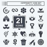 Community-Icon-Set. geeignet für Bildungssymbol. Glyphen-Stil. einfaches Design editierbar. Design-Vorlagenvektor. einfache symbolabbildung vektor