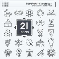 Community-Icon-Set. geeignet für Bildungssymbol. Linienstil. einfaches Design editierbar. Design-Vorlagenvektor. einfache symbolabbildung