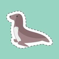 Aufkleberlinie geschnittener Seehund. geeignet für Tiersymbol. einfaches Design editierbar. Design-Vorlagenvektor. einfache symbolabbildung vektor