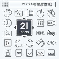 Fotobearbeitungs-Icon-Set. geeignet für Web-Interface-Symbol. Linienstil. einfaches Design editierbar. Design-Vorlagenvektor. einfache symbolabbildung vektor