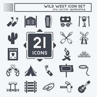 Wild-West-Icon-Set. geeignet für Bildungssymbol. Glyphen-Stil. einfaches Design editierbar. Design-Vorlagenvektor. einfache symbolabbildung vektor