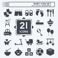 Baby-Icon-Set. geeignet für Bildungssymbol. Glyphen-Stil. einfaches Design editierbar. Design-Vorlagenvektor. einfache symbolabbildung
