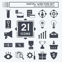 digitales Web-Icon-Set. geeignet für digitales Websymbol. Glyphen-Stil. einfaches Design editierbar. Design-Vorlagenvektor. einfache symbolabbildung vektor