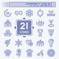 Community-Icon-Set. geeignet für Bildungssymbol. zweifarbiger Stil. einfaches Design editierbar. Design-Vorlagenvektor. einfache symbolabbildung