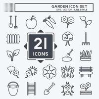 Icon-Set Garten. geeignet für Gartensymbol. Linienstil. einfaches Design editierbar. Design-Vorlagenvektor. einfache symbolabbildung vektor