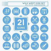 Wild-West-Icon-Set. geeignet für Bildungssymbol. blaue augen stil. einfaches Design editierbar. Design-Vorlagenvektor. einfache symbolabbildung vektor