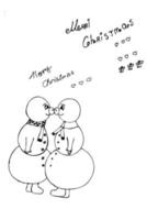 Snowmens-Cartoon-Stil auf weißem Hintergrund. Schneemänner für Weihnachten, Liebeskarten, Valentinstag vektor