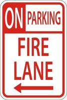 Kein Parkplatz Fire Lane links Pfeilzeichen auf weißem Hintergrund vektor