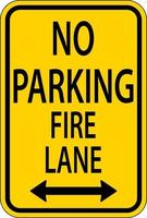 Kein Parkplatz Fire Lane Doppelpfeilzeichen auf weißem Hintergrund vektor