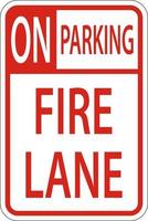 Kein Parkplatz Fire Lane Schild auf weißem Hintergrund vektor