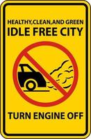 Idle Free City Motorschild auf weißem Hintergrund ausschalten vektor