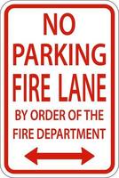 Kein Parkplatz Fire Lane Doppelpfeilzeichen auf weißem Hintergrund vektor