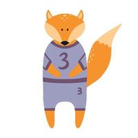 Fuchs mit einem Basketball. Basketball für Kinder. hand gezeichneter basketballspieler. Vektor-Illustration. vektor