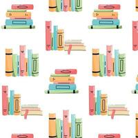 Muster mit Bücherstapeln im Cartoon-Stil. Muster mit Büchern. Vektor-Illustration.