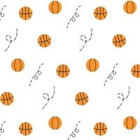 mönster med en basketboll. handritade sömlösa mönster med en boll. vektor illustration.