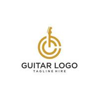 printguitar logo design vektor stock illustration. gitarrbutikens logotyp