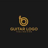 Printguitar-Logo-Design-Vektor-Lager-Illustration. Gitarren-Shop-Logo vektor