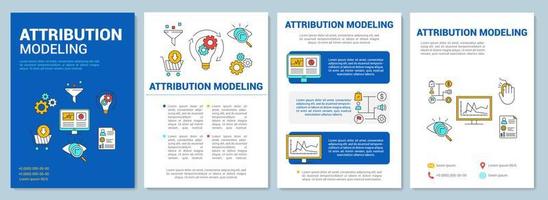 attribution modellering broschyr mall layout. flygblad, häfte, broschyrtryckdesign med linjära illustrationer. vektor sidlayouter för tidskrifter, årsredovisningar, reklamaffischer