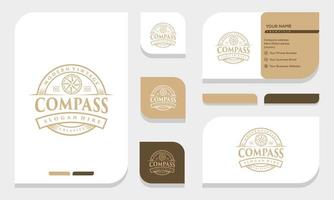 kreativa kompass koncept logotyp formgivningsmall. logotyp och visitkort vektor