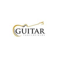 Printguitar-Logo-Design-Vektor-Lager-Illustration. Gitarren-Shop-Logo vektor