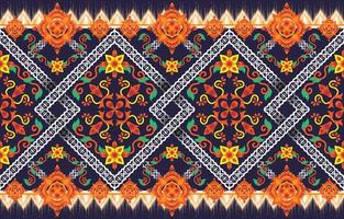 geometrischer orientalischer traditioneller stickstil. ikat tribal florales nahtloses muster. ethnischer aztekischer Stoffteppich Mandala-Ornament einheimisches Boho-Chevron-Textil vektor